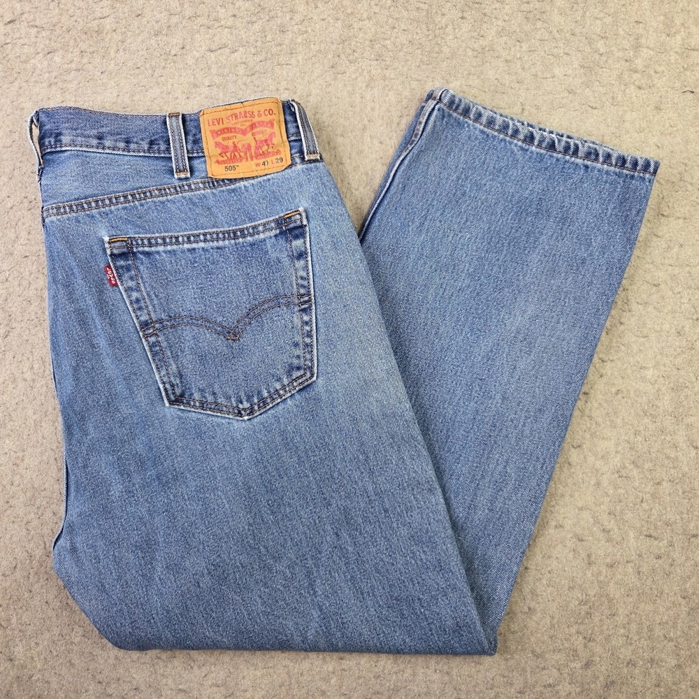 Levis Jeans 505 Regular Fit Mens 40x29 Blue Denim Classic Everyday 5-Pocket